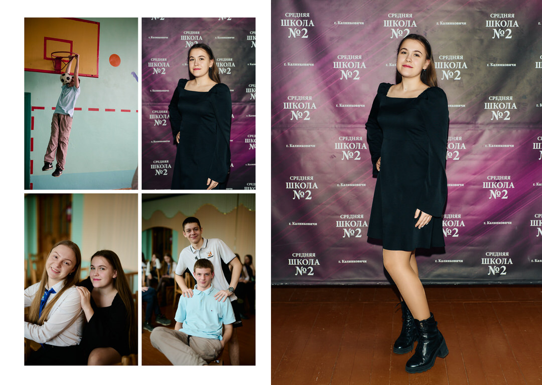 Фотосессия на выпускной альбом на улице возле школы Калинковичи Мозырь