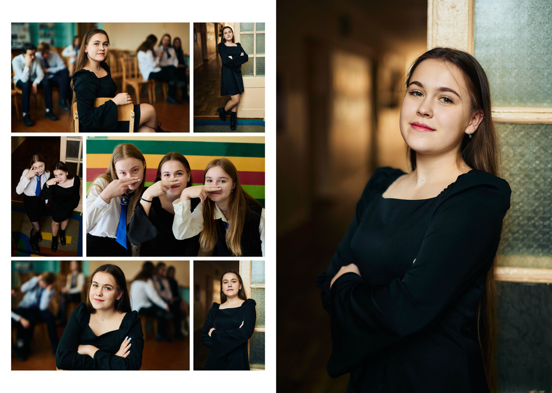 Фотосессия на выпускной альбом на улице возле школы Калинковичи Мозырь
